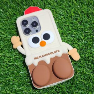 iPhone 15 Series Milk Chocolate Silicon 3D Cartoon Back Cover